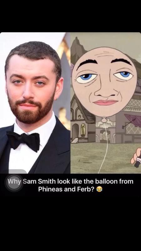 Sam Smith look like the balloon from Phineas and Fevb? . - )