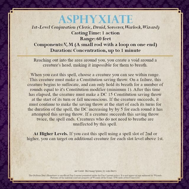 ASPHY XIATE IstLevel Conjuration (Cleric, Druid, Sorcerer, Warlock