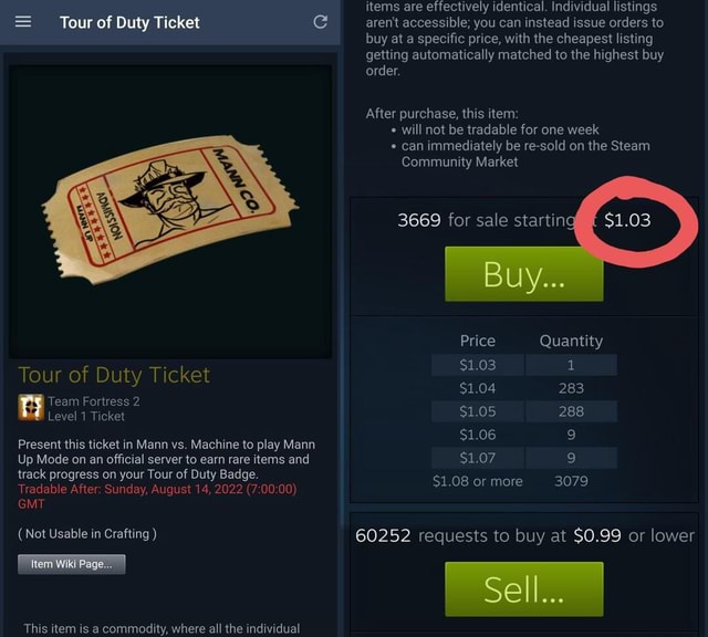 how long does a tour of duty ticket last tf2