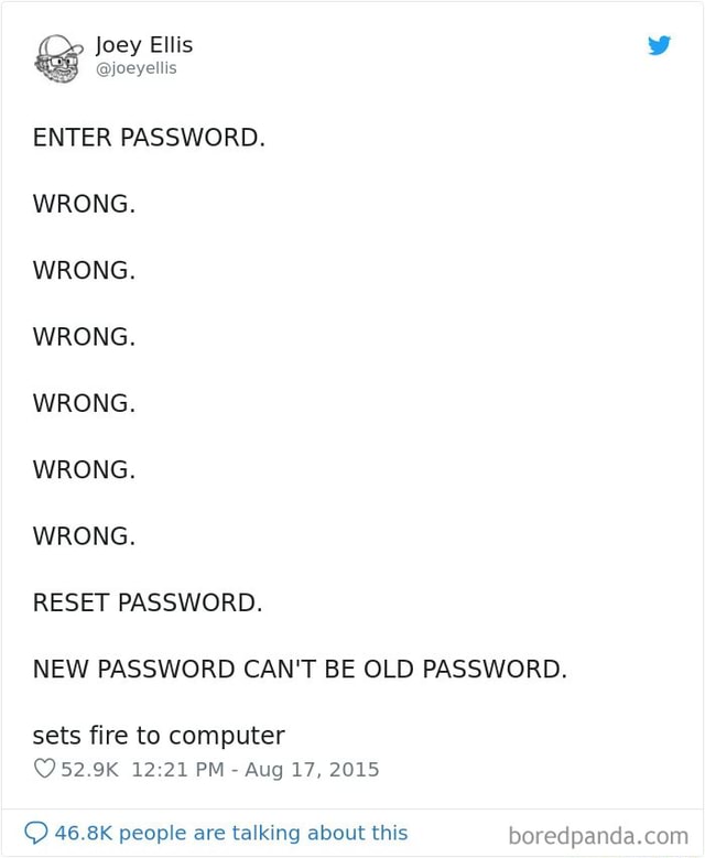 Incorrect Password Fire Joey Ellis @joeyellis ENTER PASSWORD. WRONG. WRONG. WRONG. WRONG. WRONG ...