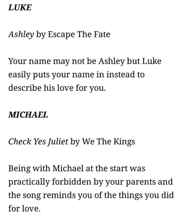 Luke Ashley By Escape The Fate Your Name May Not Be Ashley But Luke Easily Puts Your Name In Instead To Describe His Love For You Check Yesjuliet By We The Kings