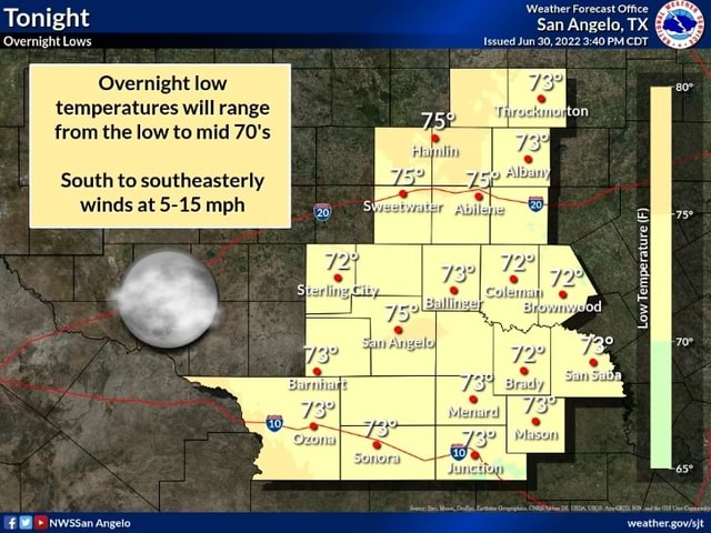 Tonight Overnight Lows Overnight Low Temperatures Will Range From The ...