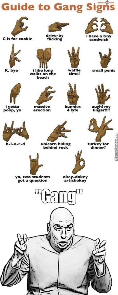 Guide to Gang Signs bye - iFunny