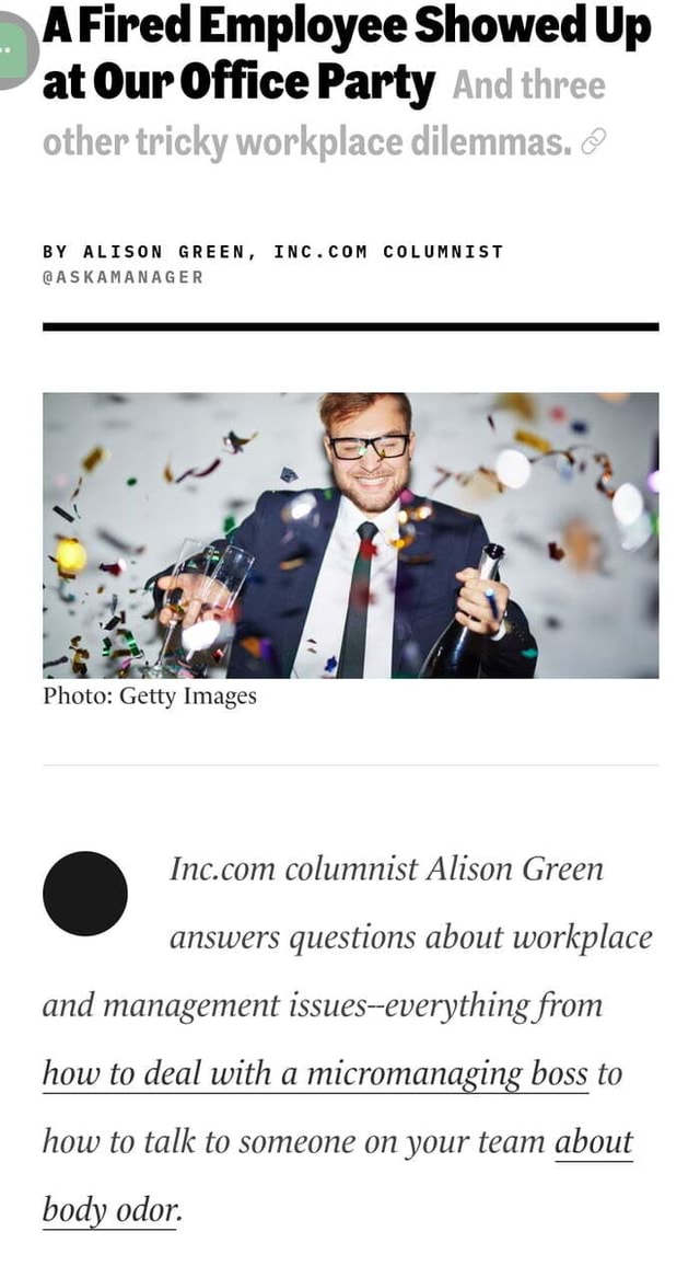 A Fired Employee Showed Up At Our Office Party And Three Other Tricky 