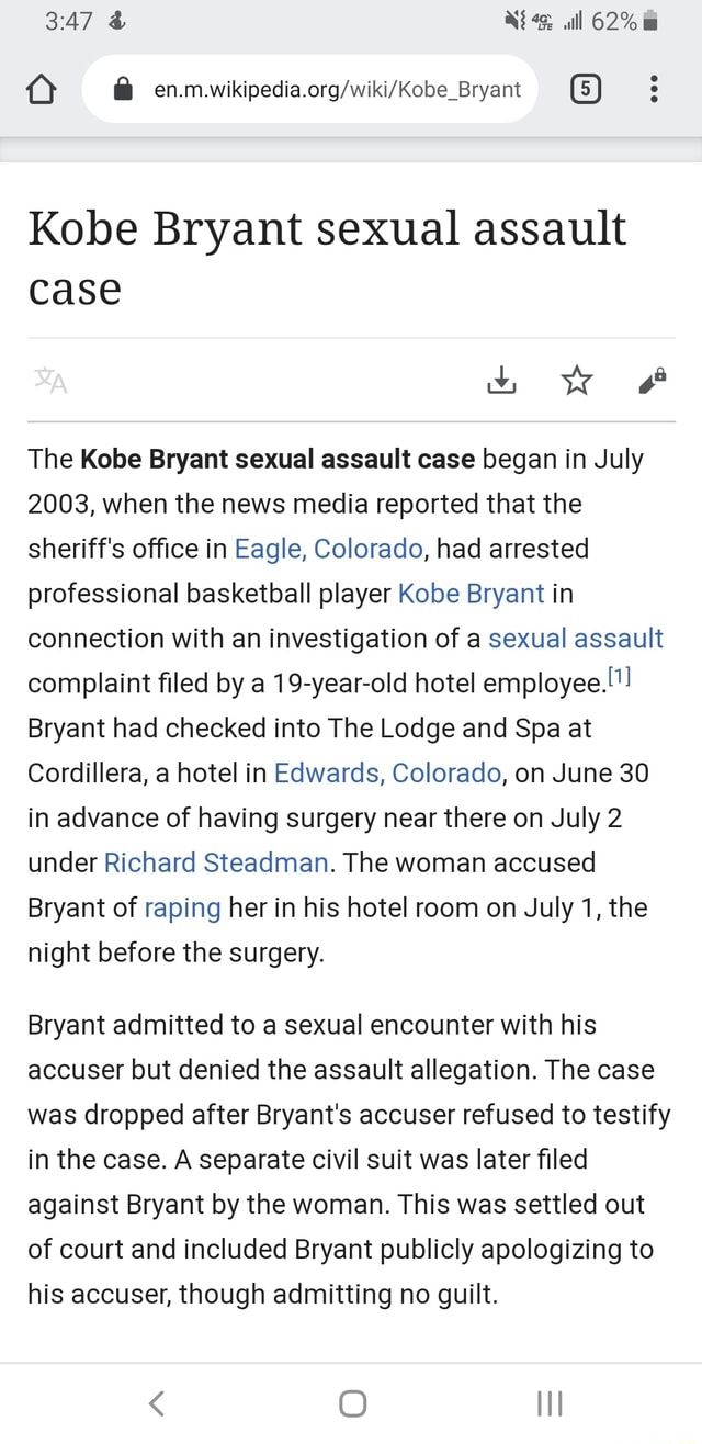 Kobe Bryant Sexual Assault Case The Kobe Bryant Sexual Assault Case Began In July 2003 When The 