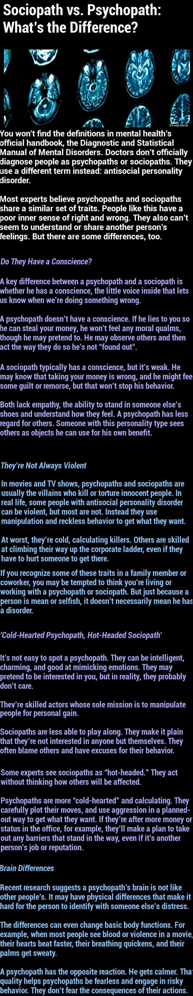 Psychopath difference and of sociopath 