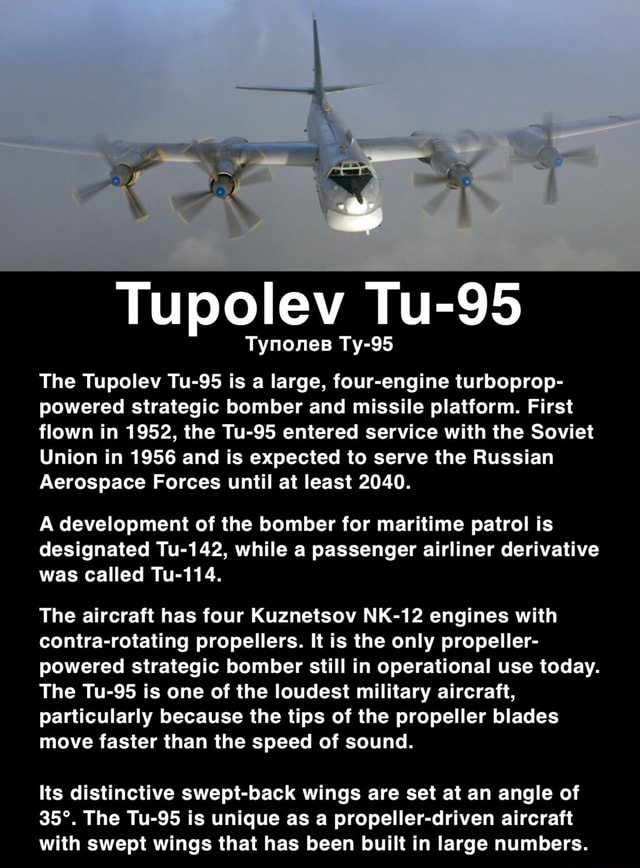 Tupolev Tu-95 Tynones Ty-95 The Tupolev Tu-95 is a large, four-engine ...