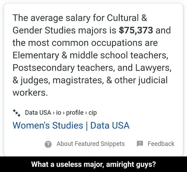 The average salary for Cultural & Gender Studies majors is 75,373 and