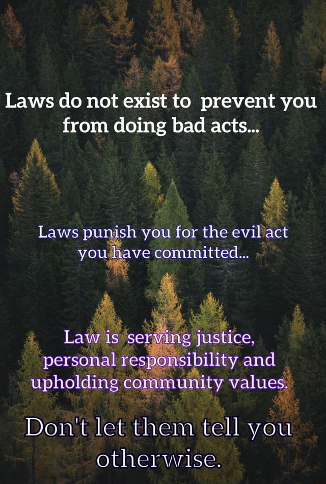 Laws do not exist to prevent you from doing bad acts... Laws punish you