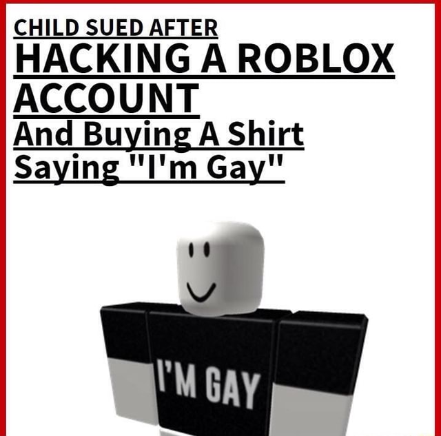 Child Sued After Hacking A Roblox Account And Buying A Shirt Saying I M Gay - roblox gay shirt