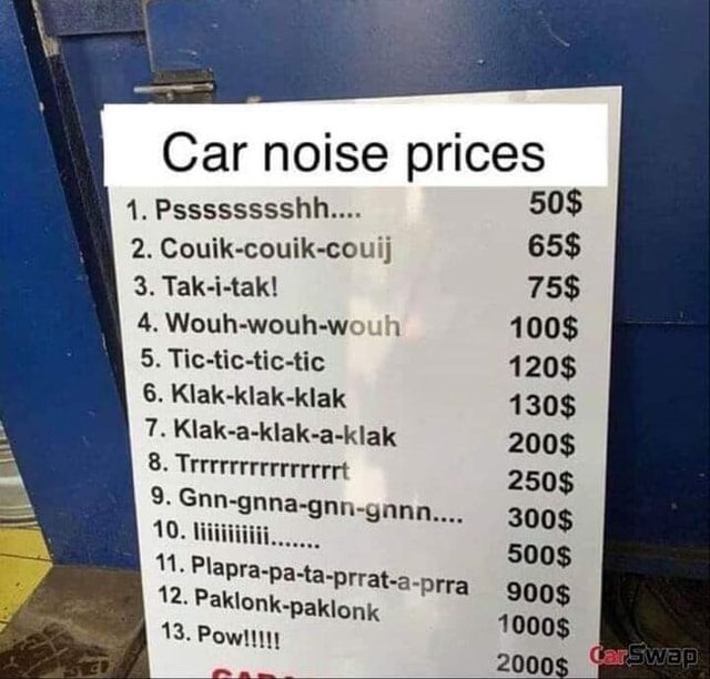 _Car noise prices iFunny