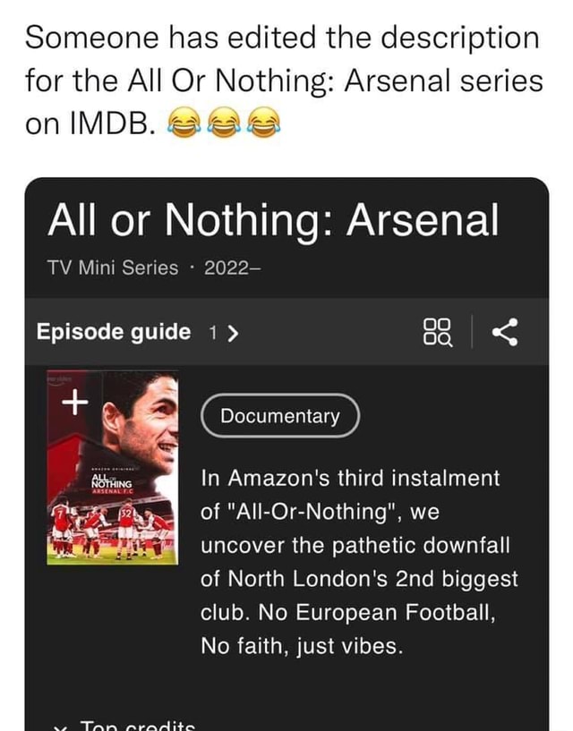 All or Nothing: Arsenal (TV Mini Series 2022) - IMDb