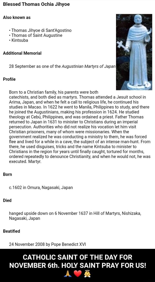 Blessed Thomas Ochia Jihyoe Also known as Thomas Jihyoe di Sant ...