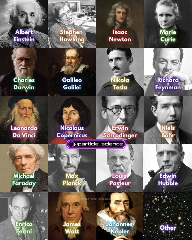 Albert Stephen Isaac Marie Einstein Hawking Newton Curie I he Charles Galileo Nikola Richard