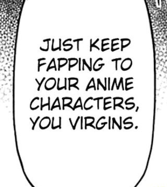 JUST KEEP FAPPING TO YOUR ANIME CHARACTERS, * YOU VIRGINS. - )