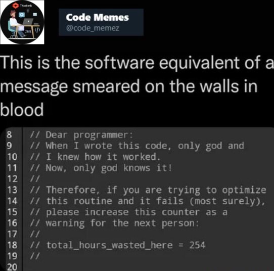 Code memes @code_memez This is the software equivalent of a message ...