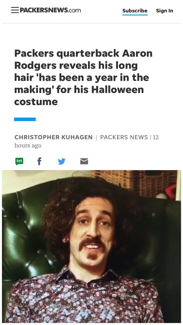 Aaron Rodgers reveals long hair 'has been a year in the making' for  Halloween costume