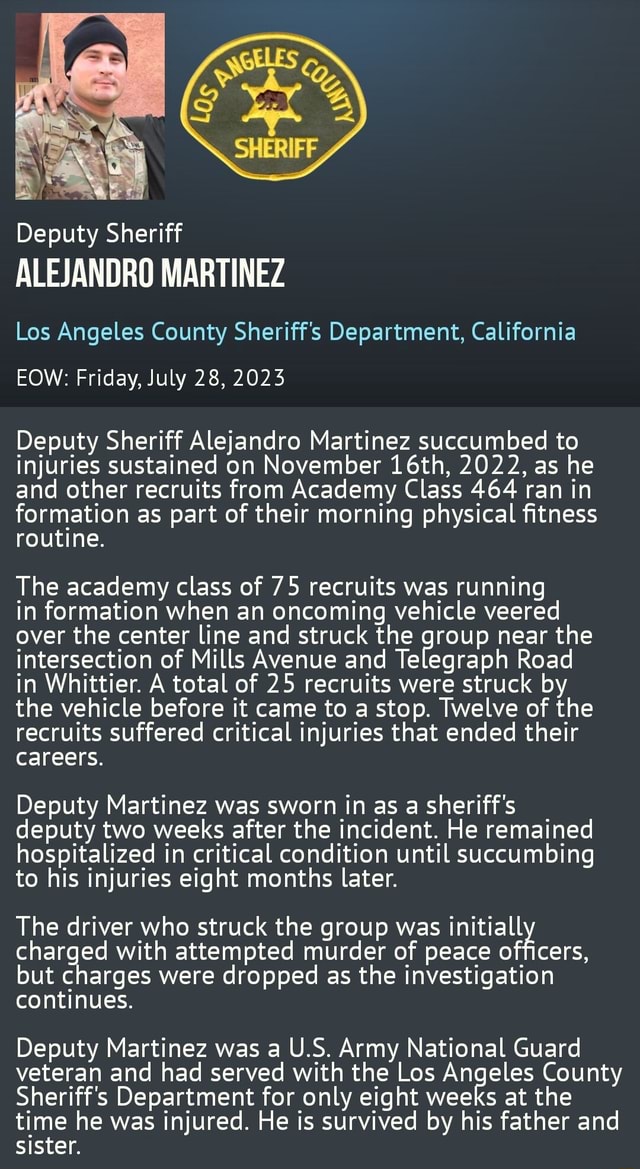 Deputy Sheriff ALEJANDRO MARTINEZ Los Angeles County Sheriff's