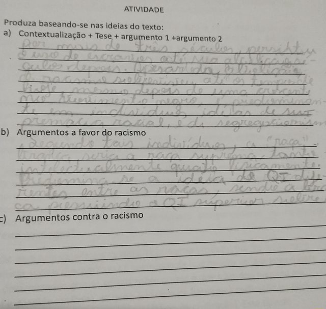 ATIVIDADE Produza Baseando-se Nas Ideias Do Texto: A) Contextualização ...