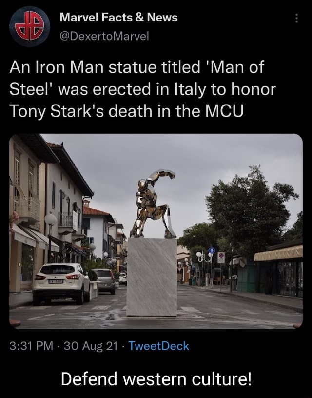 Marvel Facts & News DexertoMarvel An Iron Man statue titled 'Man of Steel' was erected in Italy