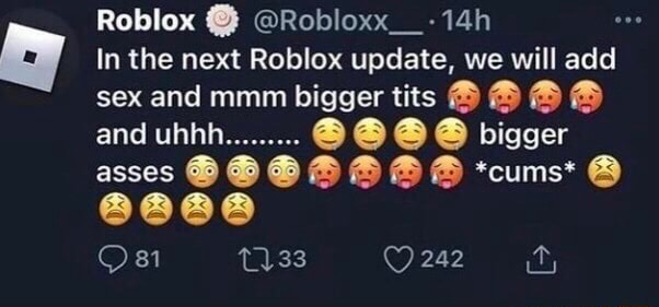 Roblox Roebloxx 14h In The Next Roblox Update We Will Add Sex And Mmm Bigger Tits And Uhhh Bigger Asses Cums 133 242 It - roblox mmm sound