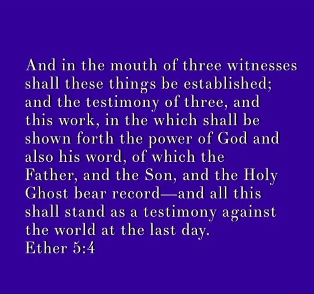 And in the mouth of three witnesses shall these things be established ...