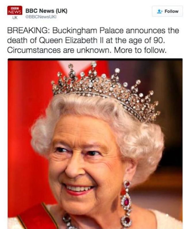 BBC News (UK) BREAKING: Buckingham Palace announces the death of Queen