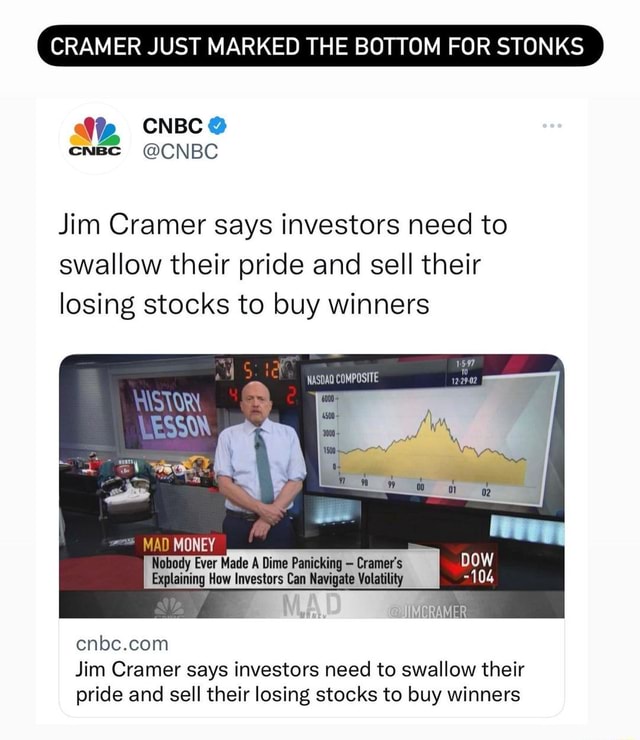 CRAMER JUST MARKED THE BOTTOM FOR STONKS CNBCO ense CNBC Jim Cramer