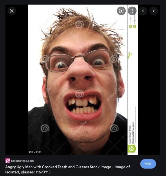 1300 Angry Ugly Man with Crooked Teeth and Glasses Stock Image - Image ...