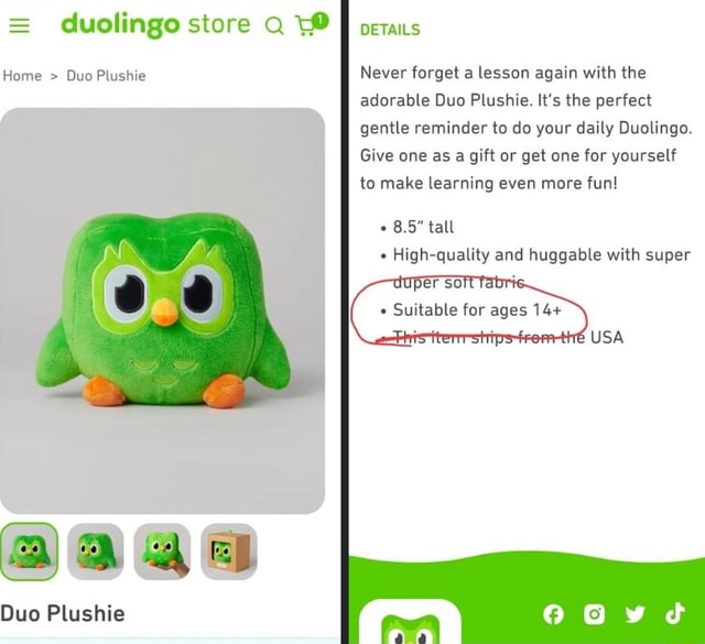 Duo Plushie | Duolingo Store