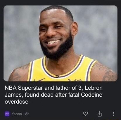 NBA Superstar and father of 3, Lebron James, found dead after fatal