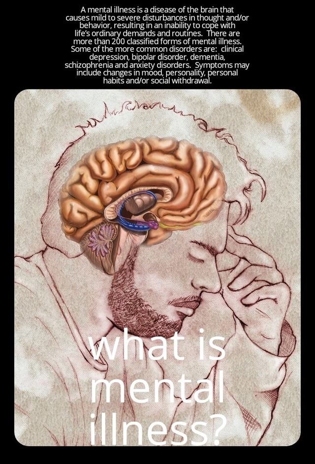 A mental illness is a disease of the brain that causes mild to severe ...
