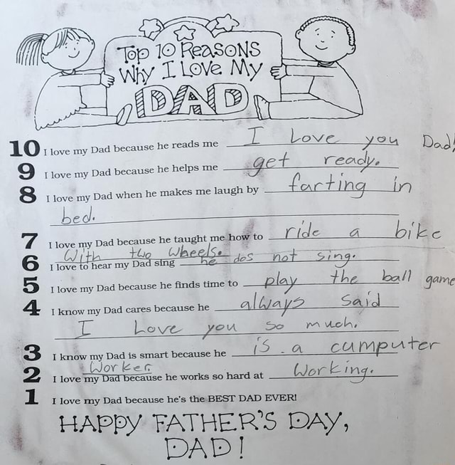 10 love my Dad because he reads me 9 I love my Dad because he helps me ...