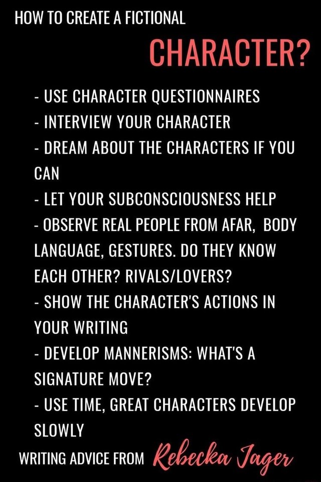 HOW TO CREATE A FICTIONAL CHARACTER? - USE CHARACTER QUESTIONNAIRES ...