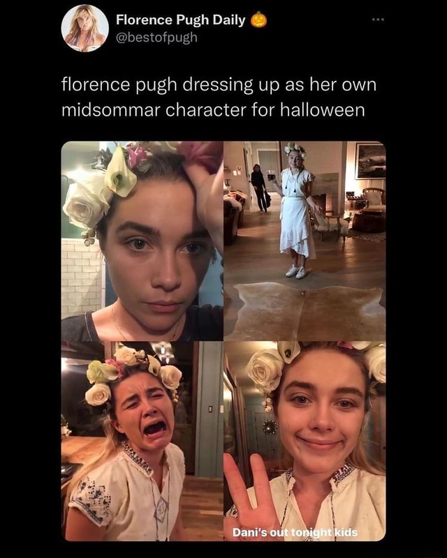 Florence pugh dressing up as her own midsommar character for halloween