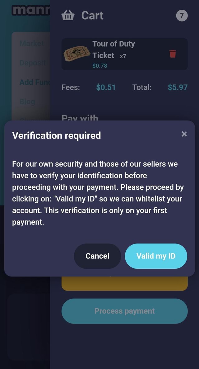 Cart Tour of Duty Ticket 0.78 Fees 0.51 Total Paw Verification