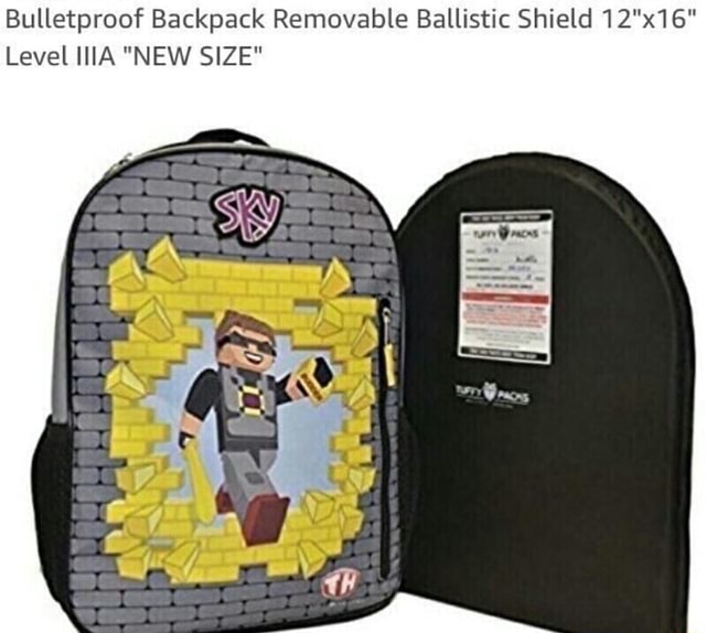 Bulletproof Backpack Removable Ballistic Shield 12"x16“ Level IIIA "NEW