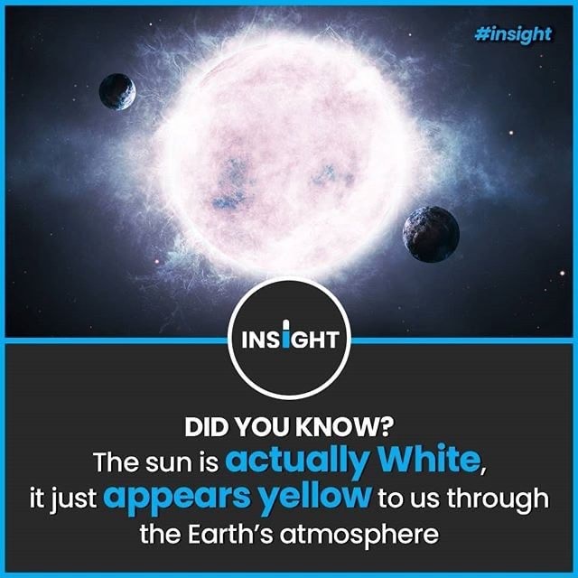 DID YOU KNOW? The sun is actually White, it just Appears yellow tous ...