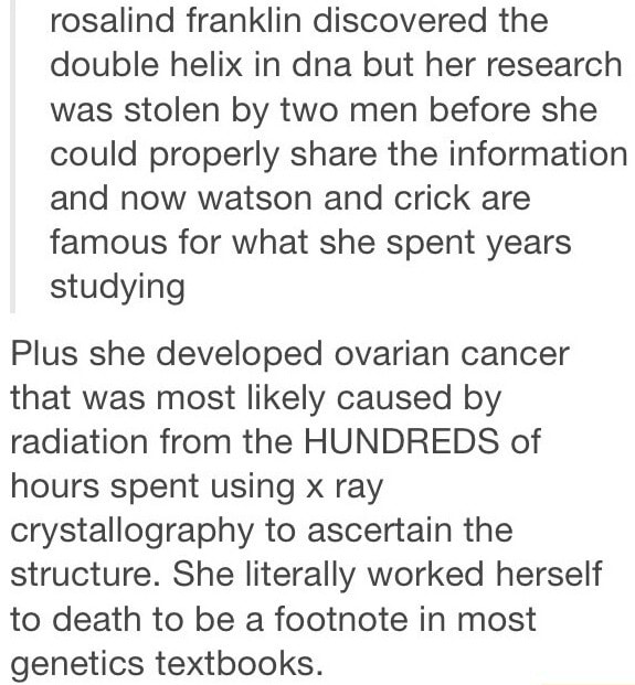 Rosalind Franklin Discovered The Double Helix In Dna But Her Research