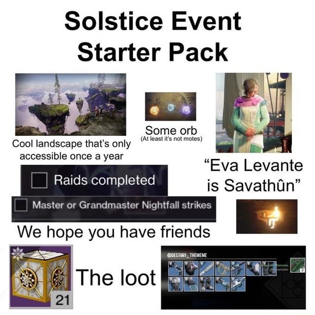 Solstice Event Starter Pack (At least it's not motes) Cool landscape ...