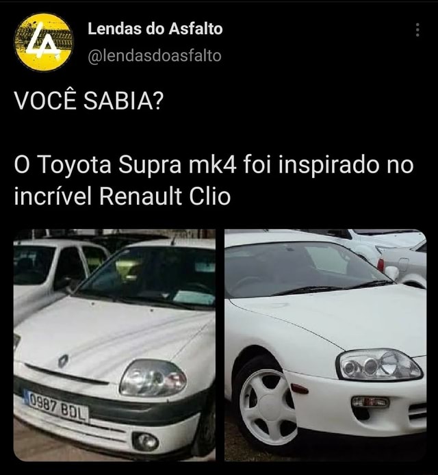 Voc Sabia O Toyota Supra Foi Inspirado No Incr Vel Renault Clio Ifunny Brazil
