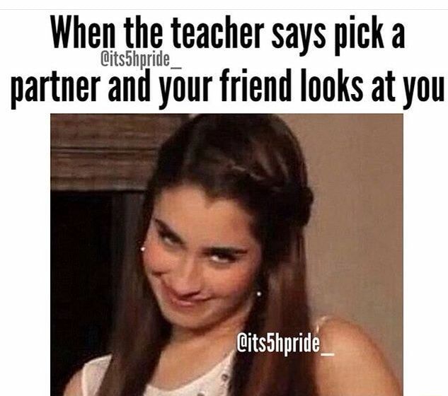 When the teacher says pick a partner and your friend looks at you - iFunny