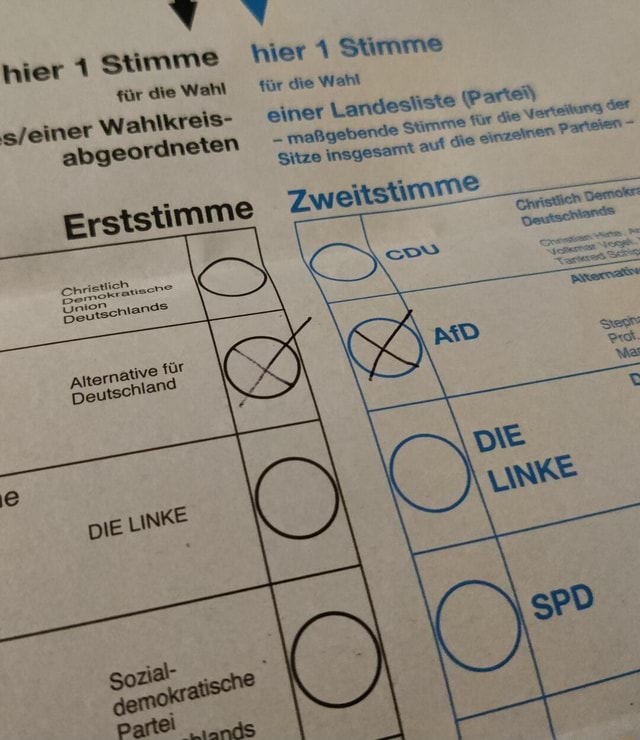 Wahlzettel / Stimmzettel Bundestagswahl 2021 Deutschland - AfD ...