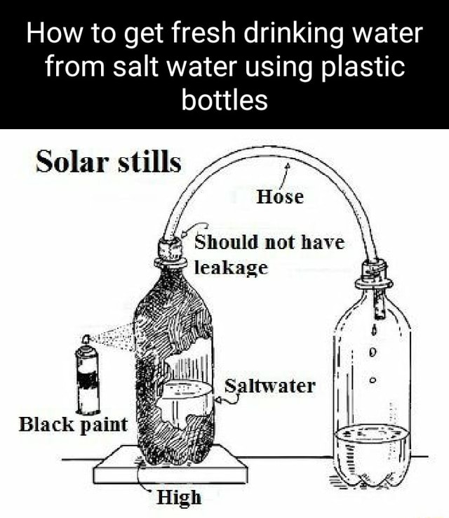 How to get fresh drinking water from salt water using plastic bottles