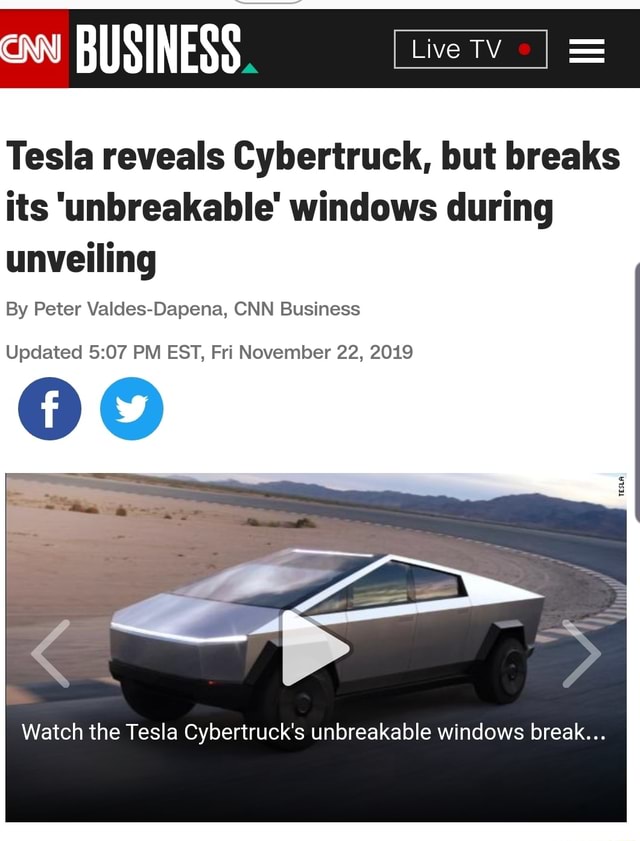 Sometimes I Love Typos. - BUSINESS Live TV = Tesla Reveals Cybertruck ...