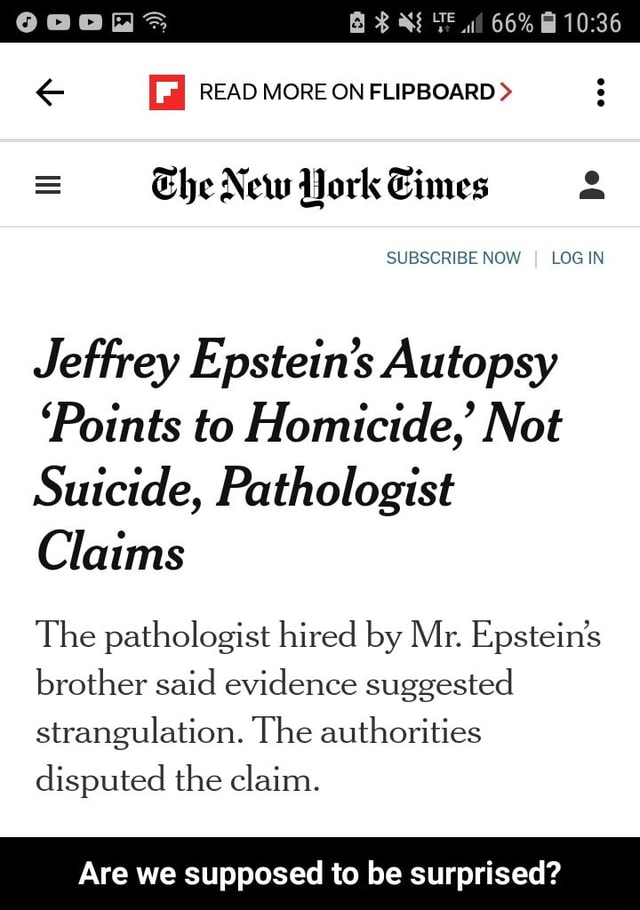 E Jeffrey Epsteins Autopsy Points To Homicide Not Suicide