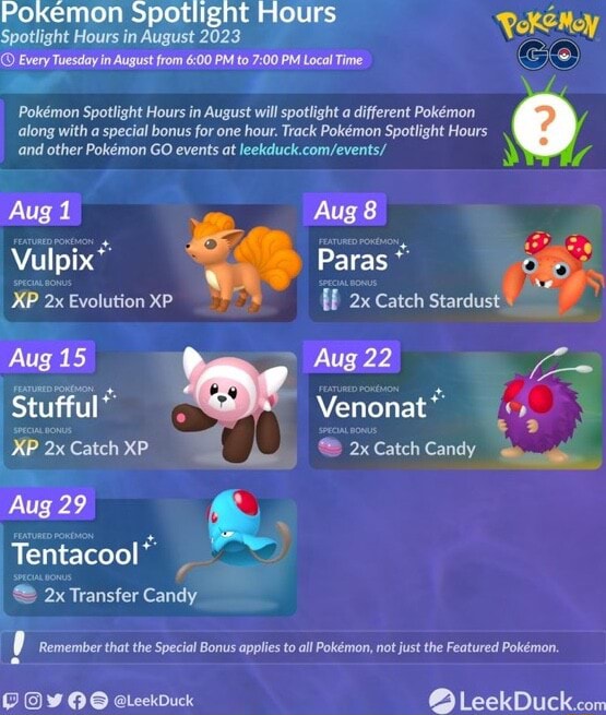 Pokemon Spotlight Hours Spotlight Hours in August 2023 Every Tuesday in
