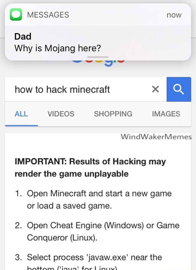 U Messages Now How To Hack Minecraft X ª Important Results Of Hacking May Render The Game Unplayable 1 Open Minecraft And Start A New Game Or Load A Saved Game 2