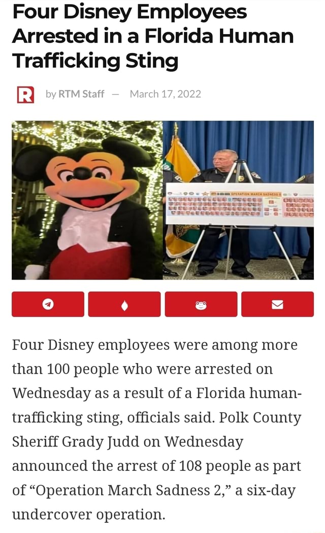 Four Disney Employees Arrested In A Florida Human Trafficking Sting By ...