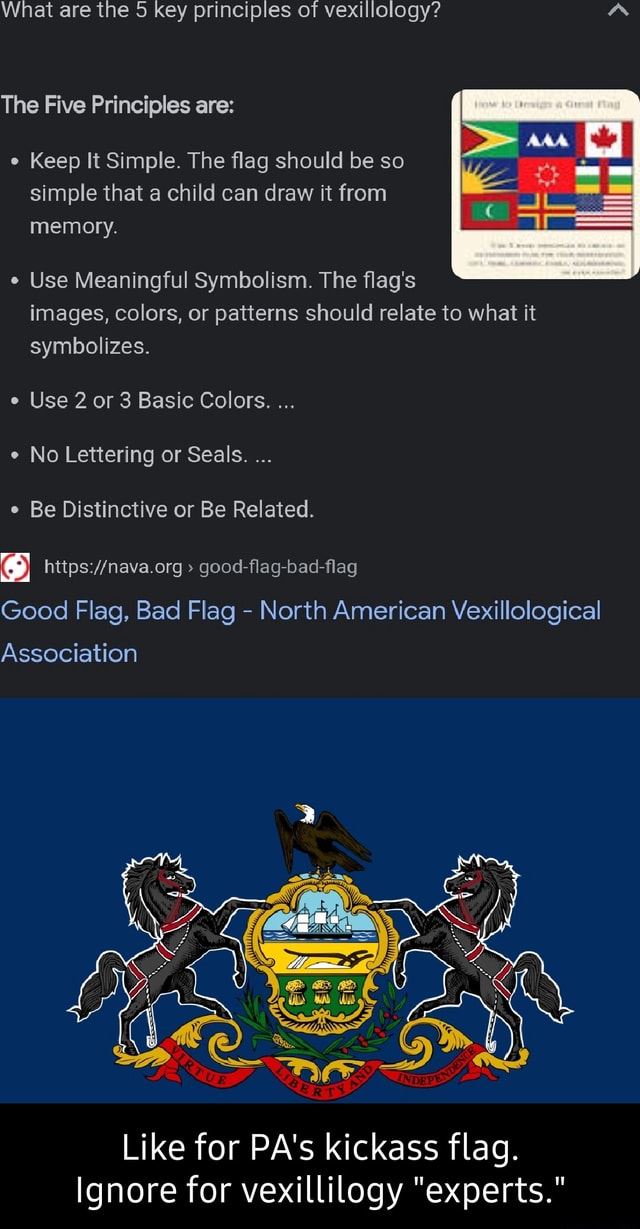 What are the 5 key principles of vexillology? The Five Principles are